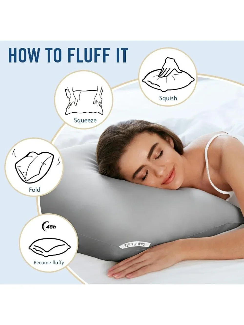 〽️Gray Standard Size Pillows 4 Pack Soft Firm Support Down Alternative Pillows